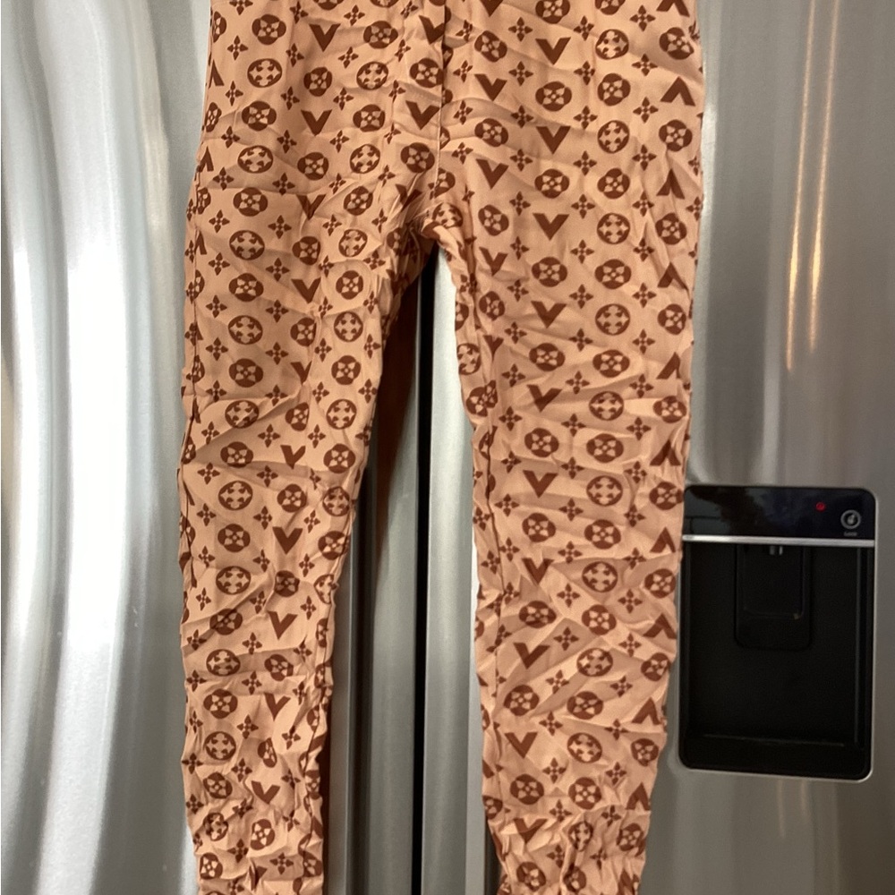 Chic Patterned Tan Skinny Pants